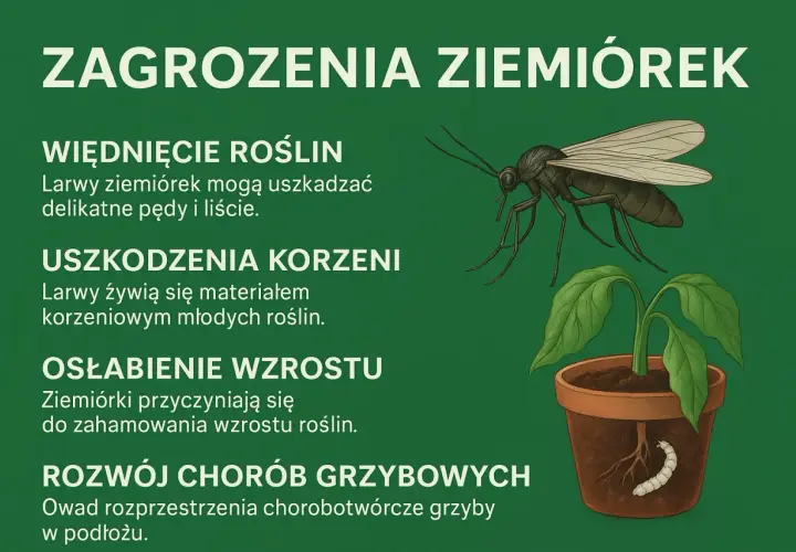 Ziemiórki szkodzą roślinom, uszkadzając korzenie i pędy. Larwy ziemiórek mogą osłabić wzrost roślin i sprzyjać chorobom grzybowym.