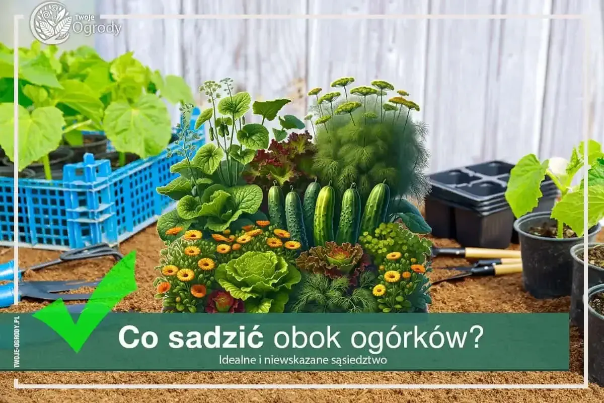 Kompozycja warzyw: ogórki, sałata, kapusta, nagietki i koper. Dowiedz się, co sadzić obok ogórków, by stworzyć idealne sąsiedztwo.